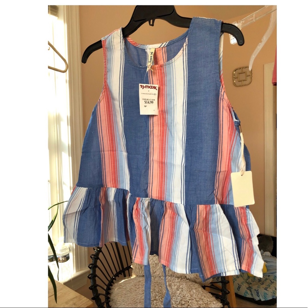 Striped Peplum Top W/ Back Cutout (juniors)